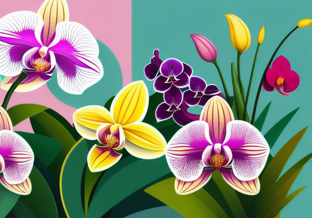 Ilustração com os diferentes tipos de orquídeas
