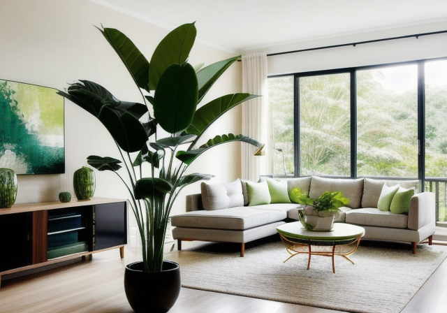 Green indoor plant in a living room
