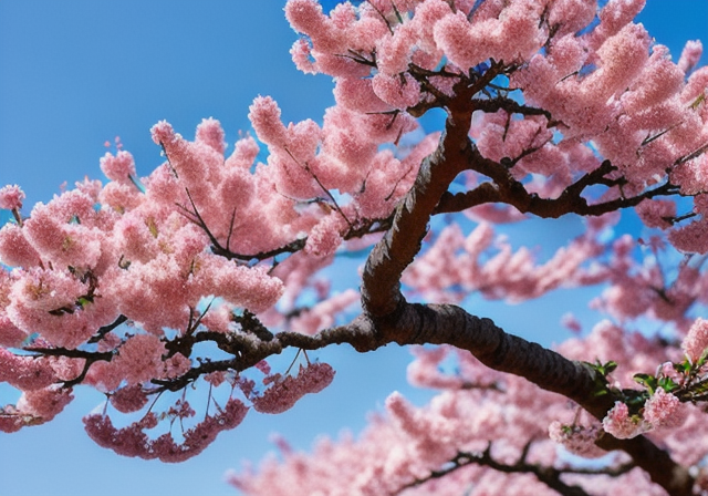 Bonsai cherry tree in full bloom