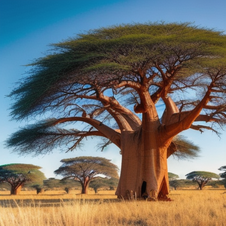 Baobab tree in the African savannah