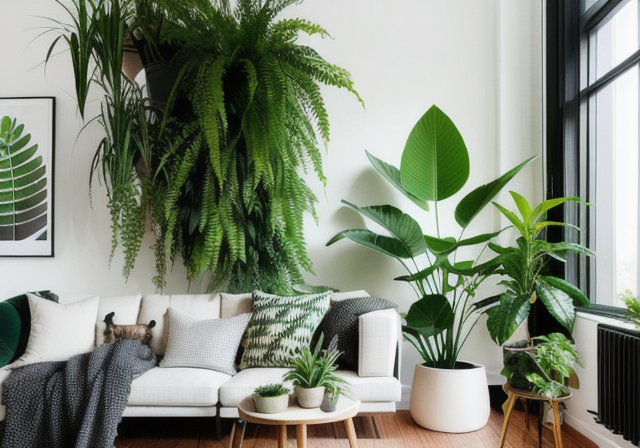 Interior decor with plants