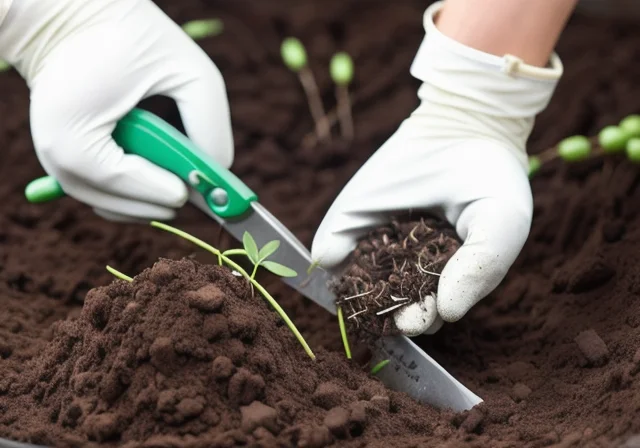 Hands separating orchid seedlings