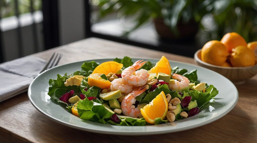 Salada Tropical de Camarão com Laranja