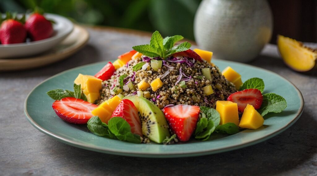 Saladas Tropicais de Frutas com Quinoa