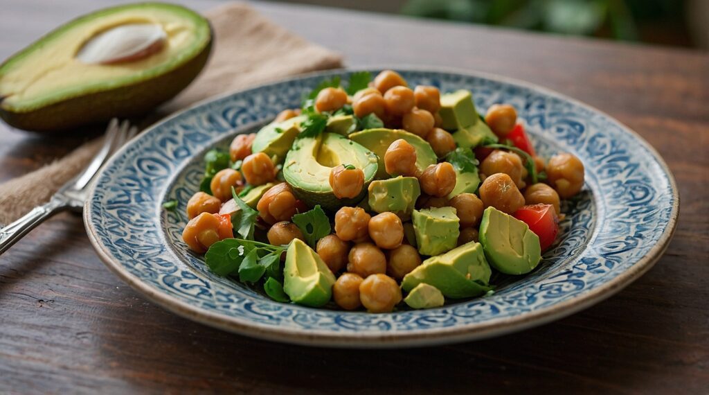 Receitas de Saladas de Grão-de-Bico e Abacate