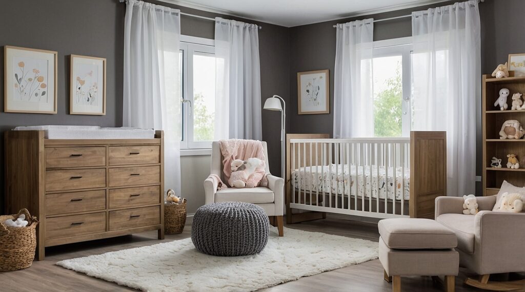 Quarto de Bebe completo com berço, poltrona e trocador